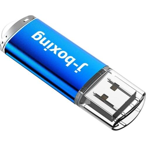 J-boxing Flash Memory Drive Rectangle 128GB Memory Flash Stick Large Capacity USB 2.0 Pen Drive for Desktop Macbook Tablet Blue
