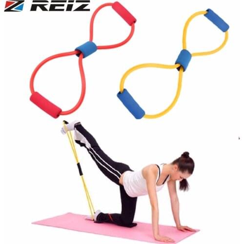 REIZ 8 Word ResistanceTraining Bands Muscle Chest Expander Rope Ankle Strap Fitness Exercise Workout Pulling Yoga Tube Sports