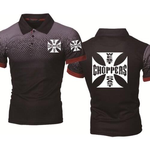 Summer Mens POLO shirt West Coast choppers POLO shirt Casual Trend Gradient short sleeve High Quality Cotton POLO shirt