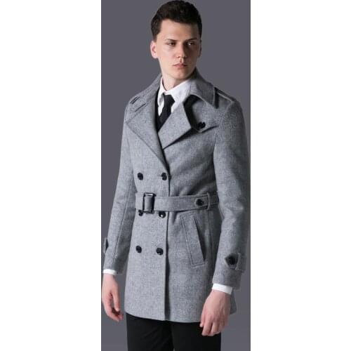 Wool Mens Coat British Medium Length Solid Woolen Men Trench Plus Size 6xl Luxury Long Causal Business Man Coats