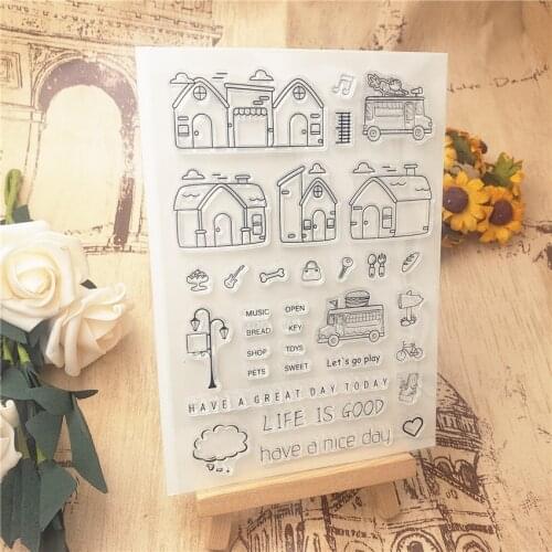 Hot sale houses Transparent Clear Stamps / Silicone Seals Roller Stamp for DIY scrapbooking photo album/Card Making
