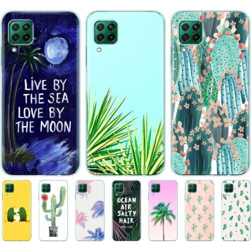 Silicon phone cover case for huawei p40 lite E p40 pro cover for huawei Y7P Y6S Y9S NOVA 5T Panda Pour Coque Luxe Cactus