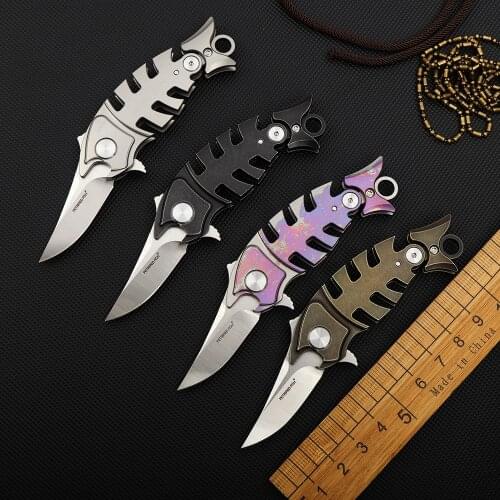 Outdoor portable self-defense folding knife M390 powder steel knife titanium alloy sharp portable mini knife EDC tool creativity