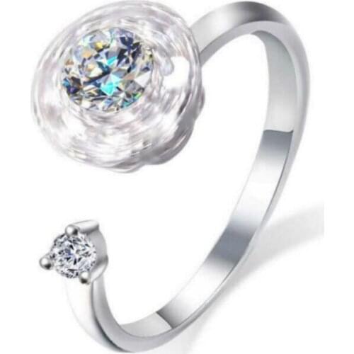 Rotatable Crystal Engagement Claws Design Rings For Women White Zircon Cubic Rings Female Wedding Jewelry Good Quality