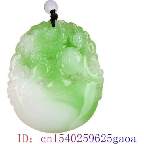 Green Jade Qilin Pendant Jewelry Carved Natural Charm Jadeite Fashion Amulet Dragon Chinese Women Gifts Necklace