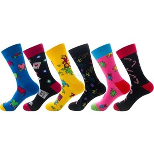 Yellow, Rose Red, blue graffiti, playing cards, electronic piano, Christmas stick, mens and womens cotton tube socks ZQ034