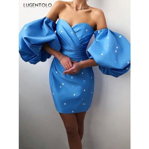 Women Sexy Dress Short Lantern Sleeve Solid Breast Wrap Slim Party Dresses Female Dinner Empire Solid Mini Pencil Dress