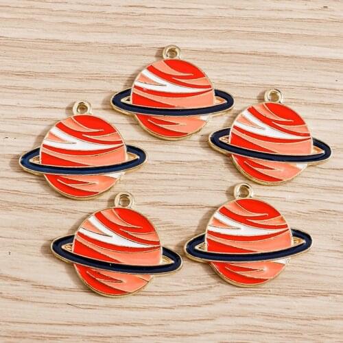 10pcs 27*22mm Zinc Alloy Enamel Planet Charms for DIY Jewelry Necklaces Earrings Braclets Making Handmade Crafts Accessories