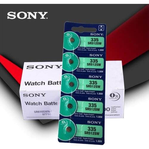 100pc Sony 100% Original 335 SR512SW 1.55V Silver Oxide Button Cell Coin Battery MADE IN JAPAN