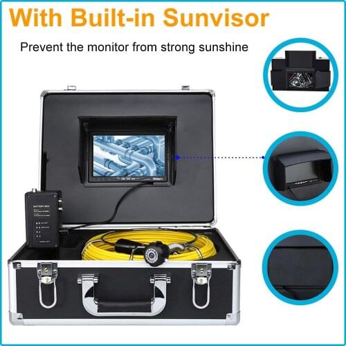 1000TVL 23mm Lens Industrial Endoscope 20M Cable 7 Inch Monitor Pipe Inspection Camera System Used For Pipe Inspection