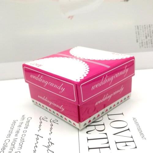 45pcs Square Pink White Heart Love Wedding Favor Candy Gift Box Wedding Engagement Party Decoration