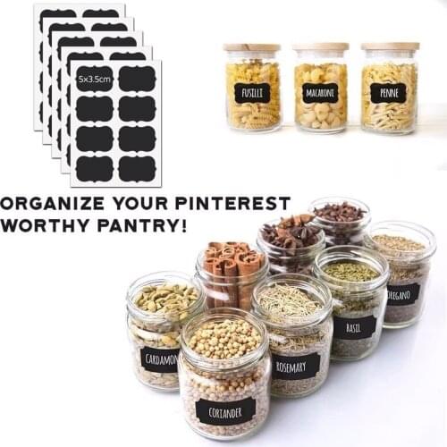 5sheet 5x3.5cm Spice Stickers Chalkboard Tag Stickers Bottles Tags Kitchen Labels Stickers Jar Organizer for Pantry