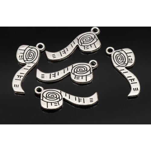 6pcs 27x11mm Measuring Tape Charms Antique Silver Color Metal Alloy Pendant Accessories Handmade Jewelry For DIY Craft