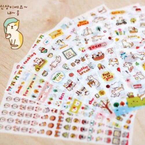 6pcs/set Cat Personalized Stickers Stationery Sticker Kawaii Stickers Scrapbooking Student Cute Sticker Flakes Art Supplies