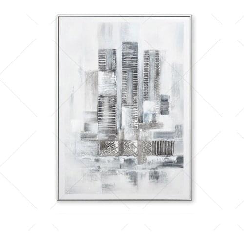 High Quality Best Art White Gray Abstract Oil Painting Canvas Handmade Painting Home Decor Oil Painting Artwork