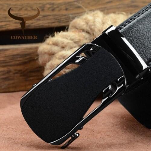 COWATHER New Arrival Belt For Men Cow Genuine Leather Men Belt 2021 High Quality Cow Leather Male Strap Alloy Buckle Straps