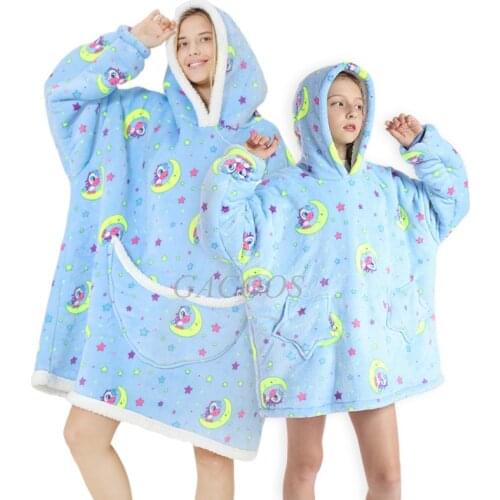 Unicorn Home Clothes for Mother Kids Sleepwear 2021 Autumn Winter Fleece Baby Girls Hoodies Sweatshirt Children Casual Homewear