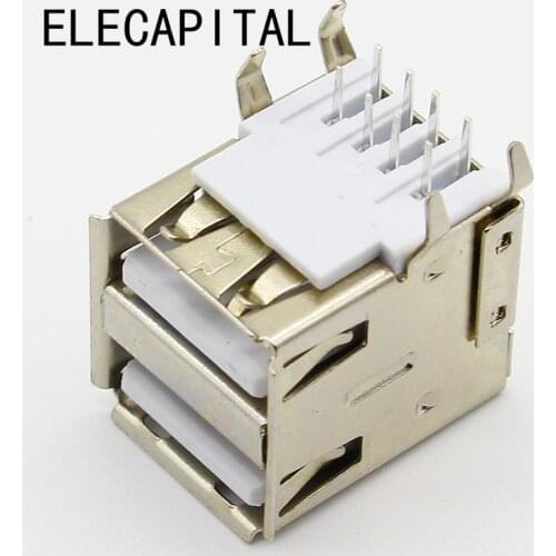 10pcs/lot USB A Type Female Socket Connector White 2to1 Set G44 for Data Connection Interface Charging Free Shipping