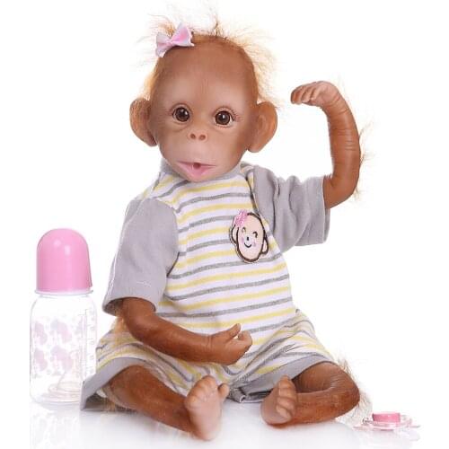 NPK New 45CM handmade detailed paint reborn baby Monkey Realistic Macaco bonecas collectible art high quality