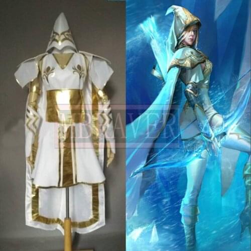 LOL league Ashe Iceshooter White Version Cosplay Costume