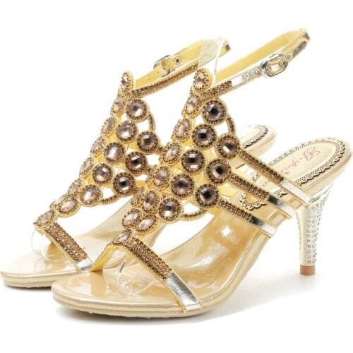 Summer, the new 2017 t belt buckles diamond crystal heel sandals, high heels set auger shoes supply