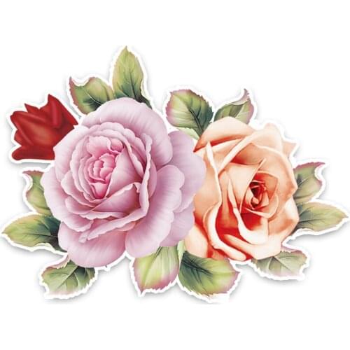 Hot Sell Beautiful Roses Flowers Car Sticker Window Decoration High Quality Vinyl Anti-UV PVC 9.4cm X 12.7cm