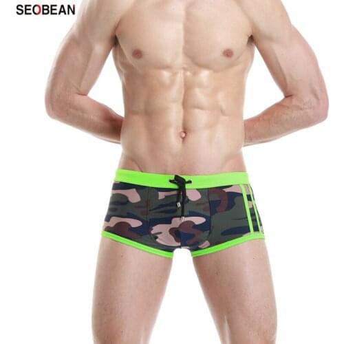 SEOBEAN Hot Selling Swimwear Fashion Trend Personality Mens Swimming Trunks Camouflage Swimming Suits Swimming Equipment