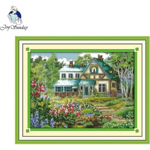 Joy Sunday Handmade Needlework Counted Cross Stitch Set Embroidery Kit The fairy tale hut Pattern Cross-Stitching Home Decor