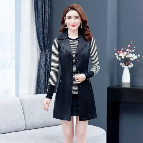 2021 Spring Autumn New Women Leather Vest Female Leather Jacket Womens Clothing Slim Sleeveless Leather Fashion Coat Y24
