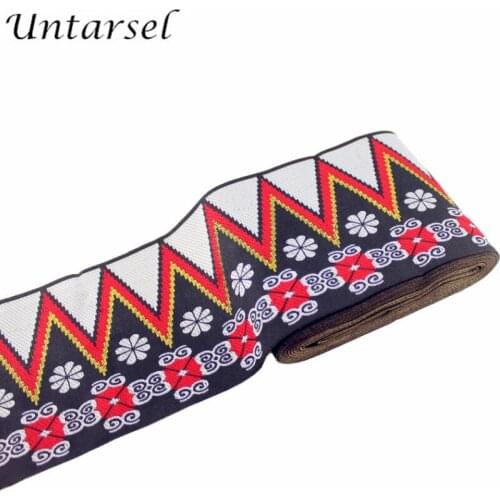 Untarsel new design wide National costume polyester DIY webbing ethnic trim tape for garments bags curtain handicrafts accessory