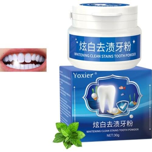 Yoxier Whitening Clean Stains Tooth Powder 30g Protect Bright Teeth Oral Care Teeth Cleaning Fresh Breath Remove Tooth Stains