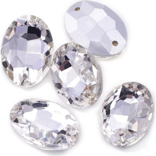 Oval Glass Strass Sew On Rhinestones стразы Pointback Sew on Diamond Crystal Glass Sewing Stones For Wedding Dress B3448