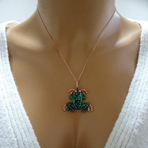 Frog Necklace 925 Sterling Siler Opal Frog Necklace