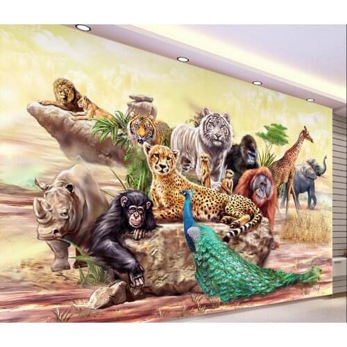 Custom photo 3d wallpaper Non-woven mural The zoo animals decoration painting 3d wall murals wallpaper for living room