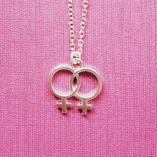 Simple Fashion Double Venus Lesbian Pendant Necklace Stainless Steel Jewelry Gifts