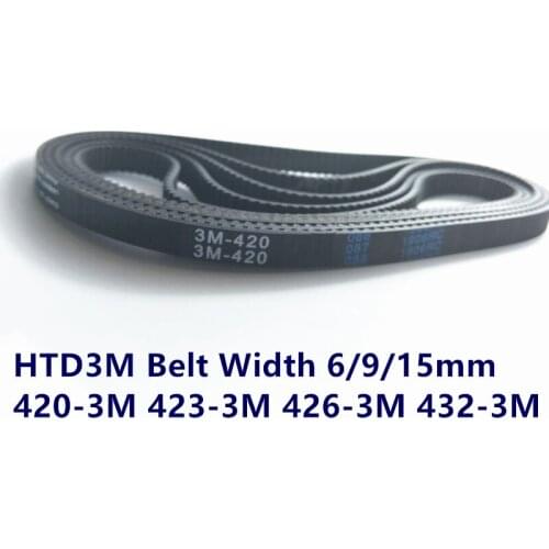 HTD 3M Timing belt C= 420 423 426 432 width 6/9/15mm Teeth 140 141 142 144 HTD3M synchronous 420-3M 423-3M 426-3M 432-3M