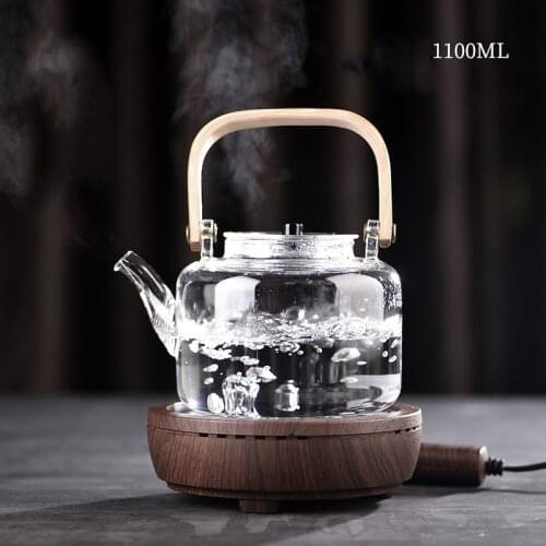 Glass Teapot Heat-resistant and Explosion-proof Household Teapot Filter Teapot Boiling Water Special Bamboo Handle Beam Teapot