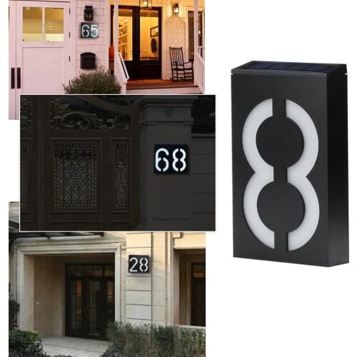 Solar Power LED Light Hotel House Number Door Address Digits Wall Mount Porch Light Sign Mailbox Plaque Number Digits Plate