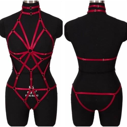 Full Body Harness Breast Belt Waist Hip Garter Suspender Punk Goth Festival Dance Clothing Plus Size Elastic Sexy Lingerie