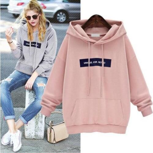 Oversized Hoodie Fashion Casual Solid Color Hoodies Women Long Sleeve Pockets Plus Size Letter Outwear Loose Comfort Pullover