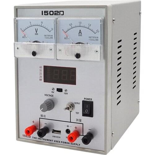 1502D 15V 0-2A Adjustable DC Power Supply Mobile Phone Repair Power Test Meter Portable Regulated Power Supply Tool 220V/110V