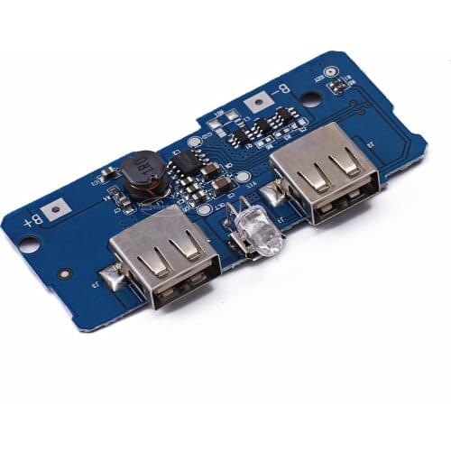 18650 Dual Micro USB 3.7V to 5V 2A Boost Mobile Power Bank DIY 18650 Lithium Battery Charger PCB Board Step Up Module With Led