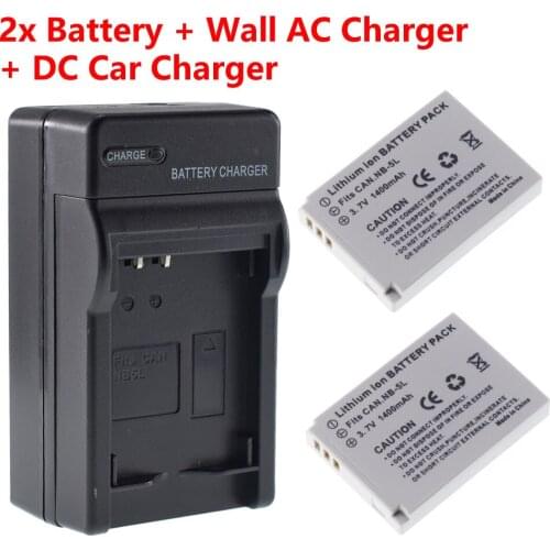 2 Pack NB-5L Battery + Home&Car Charger for Canon PowerShot SX200 SX210 SD700 SD790 SD890 IS /Charger Kits