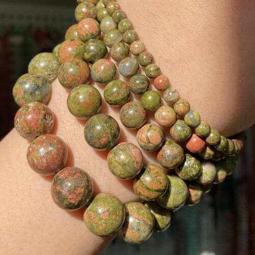 4 6 8 10 12mm Natural Unakite Stone Beads For Jewelry Making Round Loose Spacer Beads Diy Bracelet Necklace Charms Accessories