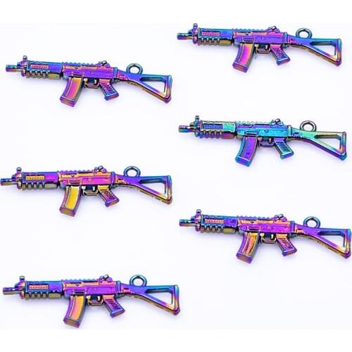 5Pcs/Lot Funny Alloy Submachine Gun Charms Sniper Rifle Pendant For Men Gun Lovers Gift Earrings Necklaces Jewelry Accessories