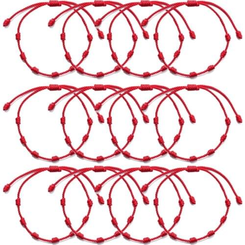 7 Knots Red String Bracelets for Protection Good Luck Amulet for Success Prosperity Handmade Rope Bracelets Lucky Couple Bangles