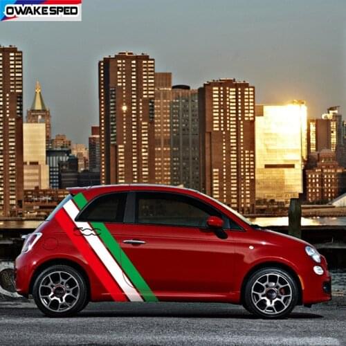 Italy Flag Stripes Vinyl Decal Racing Sport Styling Door Side Decor Sticker Auto Body Customized Decals For Fiat 500