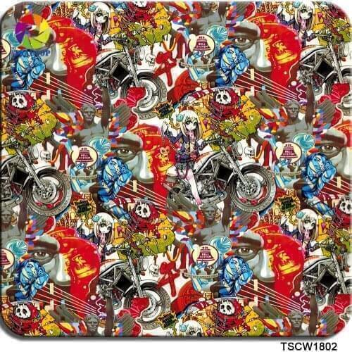 Free shipping 0.5mX2m/10m TSCW1802 bomb design hydro dipping hydrographics printing film