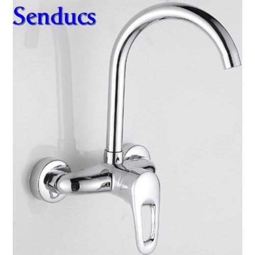 Free shipping luxury dual hole kitchen mixer tap with inwall mounted kitchen sink mixer tap by solid brass water mixer taps