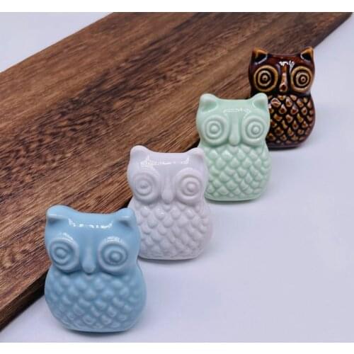 One Piece Ceramic Owl Knobs Drawer Dresser Knobs for Childs Room Pull Handle Kitchen Cabinet Knobs for Kids